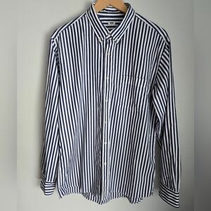 UNIQLO Navy and White Striped Casual Shirt